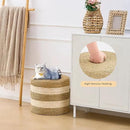 Handwoven Ottoman Pouf, Natural Seagrass Footstool, Round Braided Outdoor Seat with Sturdy Frame, Boho Accent Stool for Patio, Balcony, or Garden (Seagrass White) by CozyNest Decor