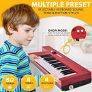 Pyle Digital Musical Keyboard 37 Keys, Electronic Karaoke Keytar with Wired Microphone, 4 Preset Selectable Tones, 4 Audio Rhythms, AUX Input, Rechargeable, Fun for Kids and All Ages by TinyTreasures Baby Boutique