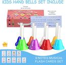 Hand Bells, 8 Note Musical Handbells Set with 17 Songbook Musical Toy Percussion Instrument for Toddlers Children Kids for Children's Day Family Activity School and Church (Upgraded Edition) by TinyTreasures Baby Boutique