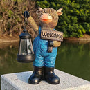 Solar Garden Statues -Highland Cow Lantern Outdoor Handmade Resin Statue with LED Light, and Welcome Holder for Patio, Yard, Gift Ideas (cow2) by CozyNest Decor