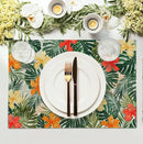 Tropical Palm Leaves Table Mats Set of 4 Summer Watercolor Hibiscus Flower Leaf Placement Mats for Dining Table Washable Non-Slip Heat Resistant Linen Place Mat 12×18 Inch by CozyNest Decor