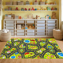 Car Rug for Kids 2.6x5 Feet - City Road Track Rug, Educational Car Floor Mats for Kid Room Playroom Games Room by TinyTreasures Baby Boutique