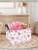 Rectangular Folding Laundry Basket,waterproof Canvas Basket,gift basket,Suitable for children's room,Office,Clothes,Toys Storage(Pink Love) by TinyTreasures Baby Boutique