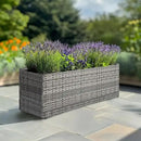 LEWIS&WAYNE Large Rectangular Block Planter Box Handmade Wicker Tall Planters for Outdoor Plants with Removable Liners Modern Planter for Indoor Outdoor Patio Deck - Gray, 36''x12''x16'' by CozyNest Decor