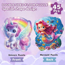 45pcs Unicorn & Mermaid Double-Sided Floor Puzzles, Ages 3-8, 27.6x32 In, Waterproof, EVA Material, Jumbo Jigsaw Puzzle, 1 Set of 45 Pieces by TinyTreasures Baby Boutique
