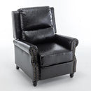UIXE Pushback Recliner Chair, PU Leather Armchair Push Back Accent Chair for Living Room, Rivet Trim Club Chair Home Theater Overstuffed Single Sofa Bedroom Reading Seat - Black by CozyNest Decor