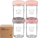 KeaBabies 4pk 8oz Glass Baby Food Containers with Lids - Leak-Proof, Microwavable Small Glass Jars, Baby Purees & Toddler Snack Storage Containers, BPA-Free, Dishwasher & Freezer Safe (Roseate) by TinyTreasures Baby Boutique