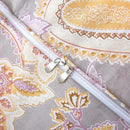 ABREEZE Paisley Bedding Sets 3Pcs Brushed Cotton Duvet Cover Set Queen Size Rustic Damask Gold Floral Comforter Cover with Zipper Closure Boho Bedding Collections by CozyNest Decor
