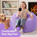 Homguava 2FT Bean Bag Chair,Teardrop Bean Bags Small Beanbag Chair with Memory Foam Filled and Ultra Soft Corduroy Cover for Living Room, Bedroom (Small,Purple) by TinyTreasures Baby Boutique