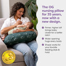 Boppy Nursing Pillow - Ergonomic Bottle & Breastfeeding Pillow with High, Firm, Large Area, Water-Repellent Cushion with Washable Cover; Baby Safety Alliance Verified - Forest Green Dinos by TinyTreasures Baby Boutique