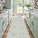Sage 3x12 Runner Rug for Hallways Bed Side Kitchen, Boho Washable Distressed Low-Pile Floor Entryway Long Bathroom Mat, Non-Slip Laundry Room Washstand Front Carpet 36x144 Inch by TinyTreasures Baby Boutique