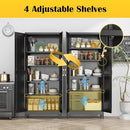 Kitchen Pantry Cabinet,75”Black Metal Storage Cabinets with Doors and 4 Adjustable Shelves,Kitchen Cabinet with 2 Gold Handles,Tall Cabinet for Livingroom, Bathroom by CozyNest Decor
