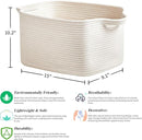 3 Packs Cotton Rope Woven Basket With Handles for Shelves -15"*10.2"*9.1"(White) by TinyTreasures Baby Boutique