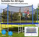 Upgraded 16FT 15FT 14FT 12FT 10FT 8FT Trampoline Outdoor with Basketball Hoop and Net, Capacity for 4-6 Kids and Adults by TinyTreasures Baby Boutique