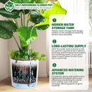 Tall Round Planter Set of 2, 19.5‘’ H x 19.9" Dia Large Planters for Indoor Plants with Built-in Drainage and a Water Level Monitor and Wheels for Patio, Porch, Living Room, or Home Office, White by GreenHaven Gardens