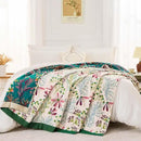 Boho Throw Blanket for Bed, 100% Cotton Soft Rustic Quilt Fall Blanket, 60"x80" Floral Printed Farmhouse Decor Bed Blankets, All Season Rustic Reversible Bohemian Throw Quilt by CozyNest Decor