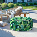 LVTXIII Inflatable Stool Ottoman Footrest with Handle, All Weather Footrest Seat, Indoor or Outdoor Pouf for Home Patio Garden and Camping Use, D31 xH14, Large Round, Hanalei Lagoon by CozyNest Decor