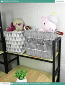 FANKANG Square Nursery Hamper Storage Bins Canvas Laundry Basket Foldable with Waterproof PE Coating Storage Baskets Gift Baskets for Children, Office, Bedroom, Clothes（Square-Black Lines ） by TinyTreasures Baby Boutique