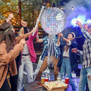 WERNNSAI Disco Ball Piñata - Disco Party Decoration for Adult Birthday Party Supplies Hanging Disco Piñata with Bat Blindfold Mirror Roller Skating Pull String, 12.2” x 12.2” by TinyTreasures Baby Boutique