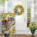 BLKWHT Summer Cat Garden Flag 12x18 Inches Double Sided for Outside, Sunflower Burlap Small Seasonal Yard Flag for Outdoor Decor BW640 by GreenHaven Gardens
