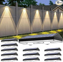 Solar Fence Lights ,RGB & Warm White & 6 Colors Bright Lens LED Dusk to Dawn Deck Light, Fence Solar Lights Outdoor Waterproof, Solar Outdoor Lights for Backyard/Railing/Wall/Step/Patio/Pool (12Pack) by GreenHaven Gardens