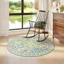 Wonnitar Washable Round Area Rug, 5ft Green Floral Round Rug Boho Soft Circle Carpet, Non Slip Low Pile Circle Accent Carpets for Kitchen Living Room Entryway Bedroom by TinyTreasures Baby Boutique