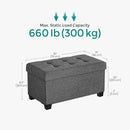 SONGMICS Storage Ottoman Bench, Foldable Foot Rest with Legs, 15 x 30 x 15.2 Inches, End of Bed Bench, Storage Chest, Load up to 660 lb, for Living Room, Bedroom, Entryway, Slate Gray ULSF16GYZ by CozyNest Decor