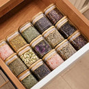Glass Food Storage Jars Square 4oz, 12 Pack Glass Jars With Bamboo Lids, Kitchen Storage Containers For Spice, Candy, Cookie, Storage For Pantry Organizers by CozyNest Decor