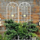 2 Pack Metal Garden Trellis 86.7" Black Fence Rustproof Garden Trellis for Climbing Plants Support Roses Flower Outdoor Lawn, Cream White by GreenHaven Gardens