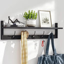 BAMEOS Wall-Mounted Shelf with Hooks - 28.9 Inch Entryway Hanging Shelf with 5 Dual Hooks for Bathroom, Living Room, Bedroom (Black) by CozyNest Decor