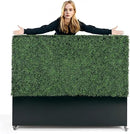 Artificial Boxwood Hedge Divider Wall with Black 201 Stainless Steel Planter Box (60" L X 48" H X 14" D) by GreenHaven Gardens