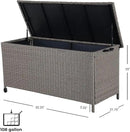 Grand patio 108 Gallon Deck Storage Box Indoor Outdoor Wicker Bin for Patio Furniture Cushions Garden Tools Pool Accessories, Greige by GreenHaven Gardens