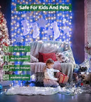 750 LED 246FT Christmas Lights Outdoor, Super Long Waterproof Christmas String Lights with 8 Modes, Christmas Tree Lights with Timer Memory for Fence Garden Xmas Wedding Party Decor Blue & Cool White