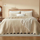 MarCielo 3-Piece 100% Cotton Oversized Bedspread Lightweight Quilt Coverlet Embroidery Farmhouse Bedding Set(TL Beige,Oversized Queen (100"x106")) by CozyNest Decor