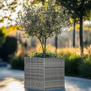 LEWIS&WAYNE Large Square Planter Box Handmade Wicker Tall Planters for Outdoor Plants with Removable Liners Modern Planter for Indoor Outdoor Garden Patio Front Porch - Gray, 17''x17''x18'' by GreenHaven Gardens