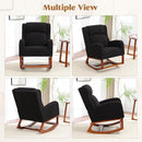 Rocking Chair Nursery, Nursing Rocking Chairs for Mom Nursery, Comfy Wingback Glider Rocking Armchair with Foot Rest and Side Pocket for Nursery Living Room Bedroom, Walnut Black by TinyTreasures Baby Boutique