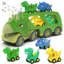 Veslier Dinosaur Car Toy for 3 4 5 Years Old Boys, Friction Power Carrier Truck with 4 Pack Small Pull Back Dino Car, Christmas Birthday Gift for 3+ Boy Girl Kids Toddlers by TinyTreasures Baby Boutique