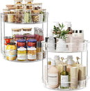 LAMU 2 Pack 2 Tier Lazy Susan Turntable Organizer 12inch Rotating Spice Rack Organization for Cabinet, Kitchen, Pantry, Countertop, Bathroom, Vanity, Medicine Cabinet Organizer, Clear by CozyNest Decor