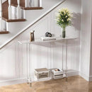 Acrylic Narrow Console Table for Entryway, 7.6" D x 39.4" W x 31.5" H, Square Legs, Skinny Entry Table for Sofa, Foyer, Hallway, Living Room, Modern, 2-Tier, Clear by CozyNest Decor