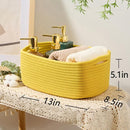 Small Storage Baskets for Organizing | Closet Organizer Bins | Shelf Toy Basket | Woven Rope Baskets | Cube Decorative Box | Shallow Basket | 13x8.5x5.1” | 4 Packs Yellow by TinyTreasures Baby Boutique
