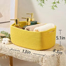 Small Storage Baskets for Organizing | Closet Organizer Bins | Shelf Toy Basket | Woven Rope Baskets | Cube Decorative Box | Shallow Basket | 13x8.5x5.1” | 4 Packs Yellow by CozyNest Decor