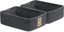Large Shallow Organizing Baskets 15x11x5.1 Inches - Rope Woven Storage Bins for Bathroom, Shelves, Cube Closet, Mixed Black 2 Packs by CozyNest Decor