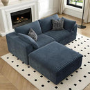 LoveSeat Cloud Couch Modular Sectional Sofa for Living Room,Modern Sofa with Deep Seat，2 Seater Boneless Couch with Ottoman,Comfy Upholstered Couches for Apartment, Studio, Office,Bedroom，Blue by CozyNest Decor