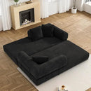 Convertible Sleeper Sofa Bed with Pillow, 4-in-1 Corduroy Folding Mattress Couch with Fixed-Shape Frame, Futon Fold Out Floor Sofa Cama Lounge Couch for Living Room Bedroom Studio, Black by CozyNest Decor