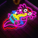 Axolotl Ramen Neon Sign for Wall Decor Dimmable Axolotl Eating Noodles LED Neon Light Cut Japanese Neon Sign Anime Neon Signs for Japan Restaurant, Home Wall Art and Kitchen Decor(15.7 * 9.7inch) by CozyNest Decor
