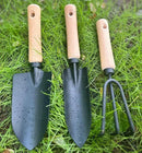 3 Pieces Garden Tools Set-Garden Rake Trowel, Gardening Tools with Wood Handle,Iron Crafts Gardening Work Kit with Solid Wood Ergonomic Handle Tools Succulent Gift Set Outdoor Gardening Tools(Black) by GreenHaven Gardens