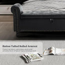 Furniliving 55” End of Bed Bench, Bedroom Bench with Button-Tufted, Large Upholstered Storage Ottoman Benches Entryway Bench with Storage Shoe Cabinet Bench, for Bedroom, Living Room, PU, Black by CozyNest Decor