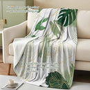 Sage Green Leaf Throw Blanket Mid-Century Green and Gold Boho Flannel Blankets for Couch Bed Living Room Sofa, Decorative Patterned Super Soft Cozy, 50x60 in by CozyNest Decor