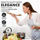 Zulay Kitchen Extra-Large 6-Piece Wooden Spoon Set - Smooth Teak Cooking Utensils - Comfort-Grip Non-Stick Turner, Spatula, Skimmer, Fork, Serving Spoon by CozyNest Decor