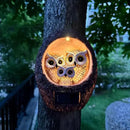 Garden Owl Family Tree Hugger Statue Solar Powered Outdoor Wall Mounted Figurine Light Resin Sculpture Home Decoration Housewarming Ornament Unique Gift by CozyNest Decor